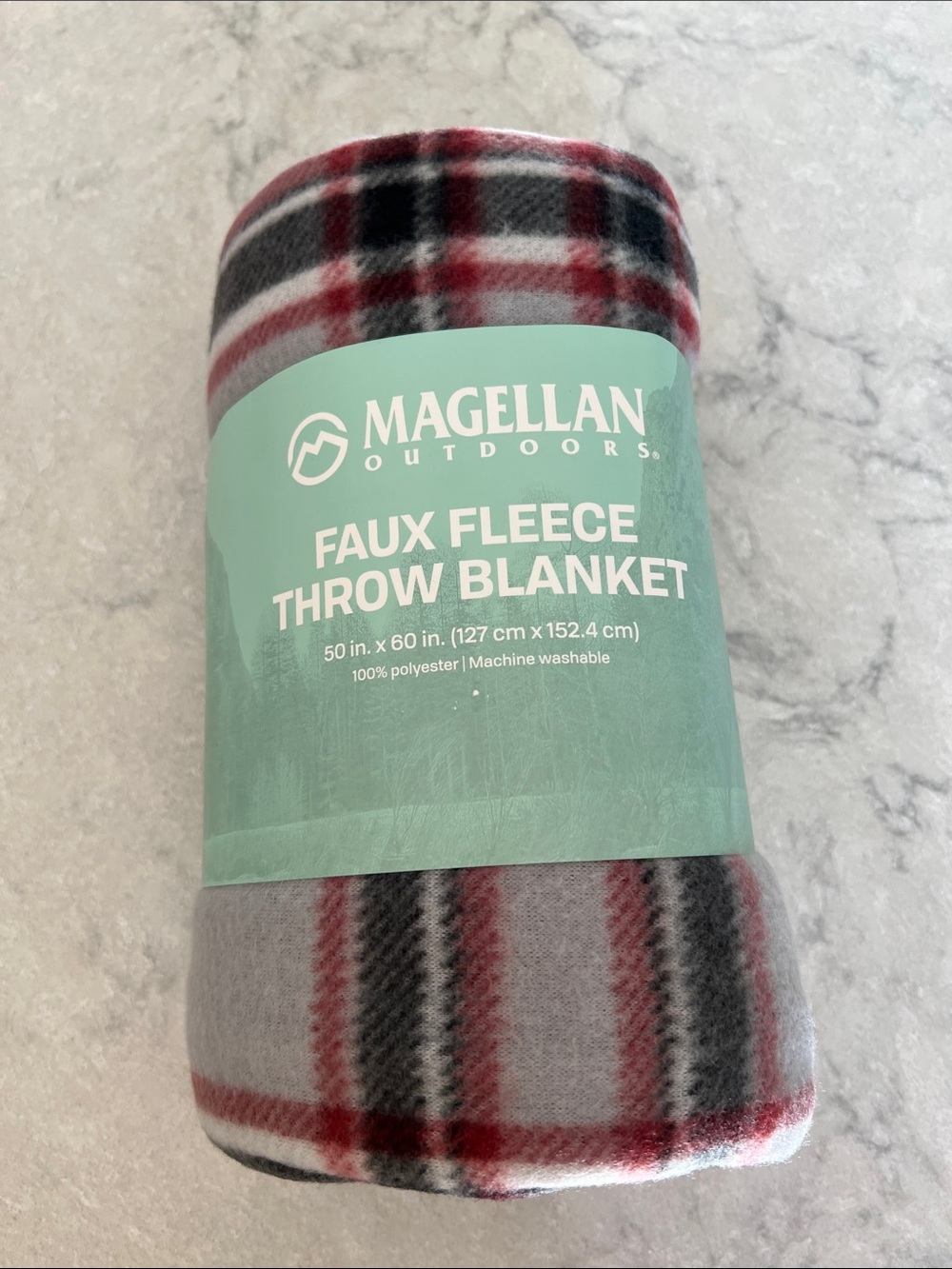 Magellan Outdoors Plaid Faux Fleece Throw Blanket - Gray, Red & Black